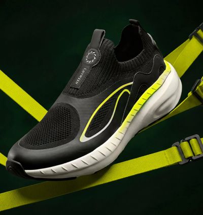 Neemans Urban Strive Sneakers For Men – Black & Neon Yellow Slip-On Running Shoes